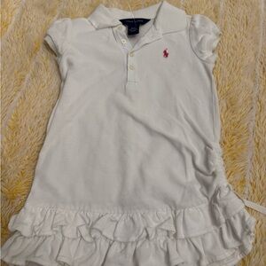 Ralph Lauren Kids White Polo Dress with Red Logo